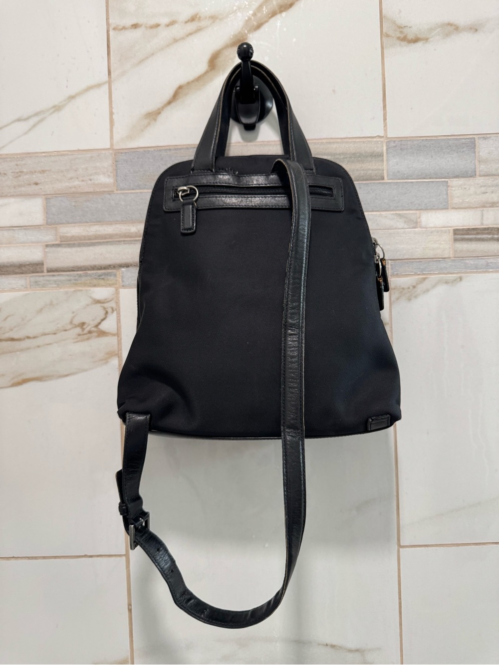 Coach Mercer 7404 Black Nylon Leather Trim Backpack Purse One Strap Missing Read - Picture 3 of 16